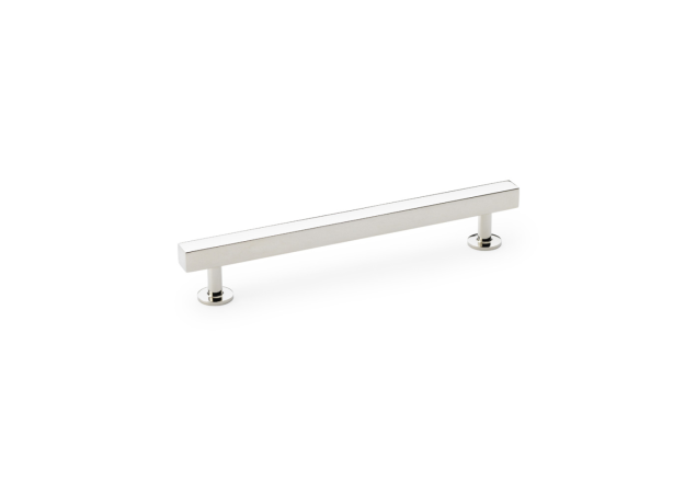 Meubelgreep vierkant T-vorm - Op rond rozet - Nikkel gepolijst - 196x32x160mm