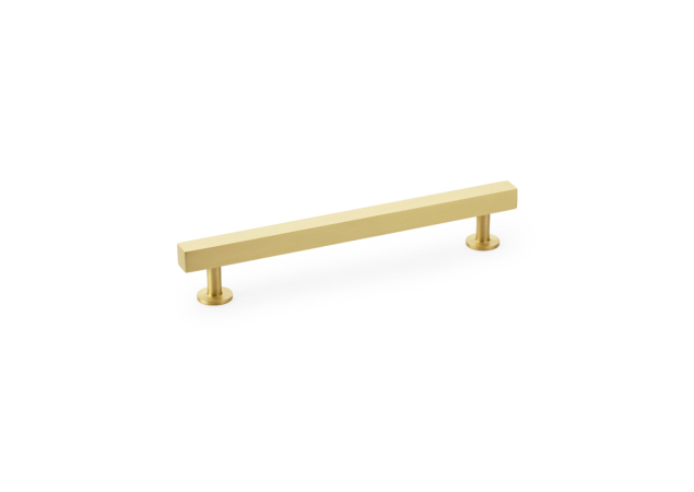 Meubelgreep vierkant T-vorm - Op rond rozet - Mat messing - 196x32x160mm
