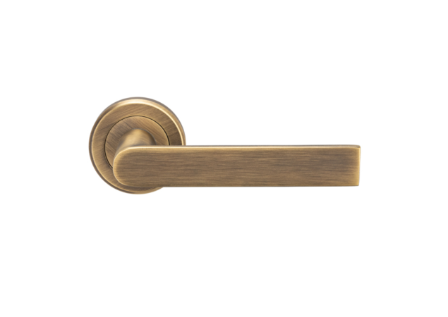 Deurkruk 'Edge' - Antiek messing - Rond rozet Ø50mm - SZM210AB