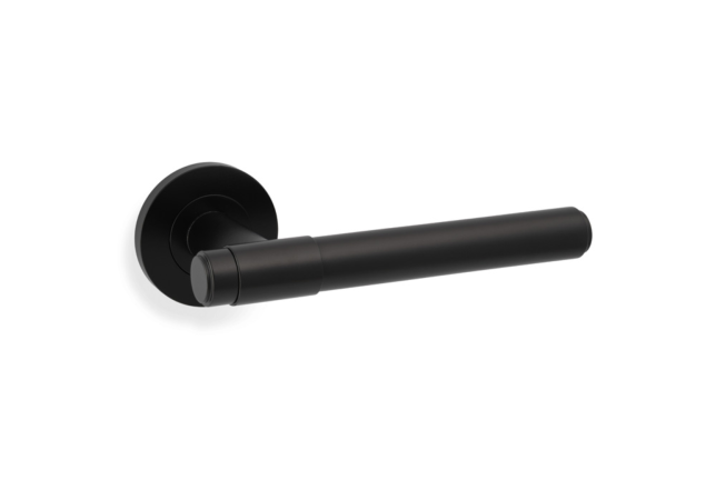Deurkruk Plain 'Kingston' - Zwart - Rond rozet Ø50mm