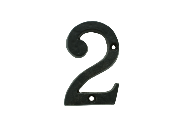 Huisnummer 2 - Gietijzer/Smeedijzer - Antiek zwart - 79mm
