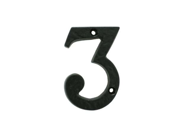 Huisnummer 3 - Gietijzer/Smeedijzer - Antiek zwart - 82mm