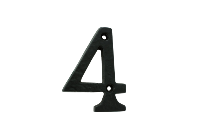 Huisnummer 4 - Gietijzer/Smeedijzer - Antiek zwart - 78mm