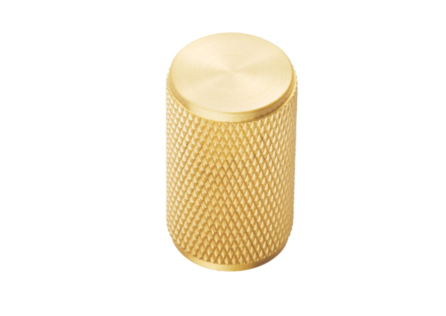 Meubelknop Knurled - Mat messing - Ø18mm - Hoogte 30mm - FTD702SB