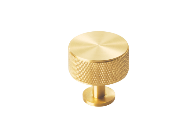 Meubelknop Knurled 'Radio' - Mat messing - Ø35mm - Hoogte 35mm - FTD703SB