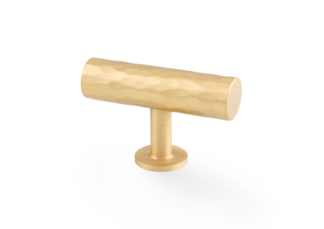 Meubelknop Hammered 'Leila' T-vorm - Mat messing - 55mm - AW804-55-SB