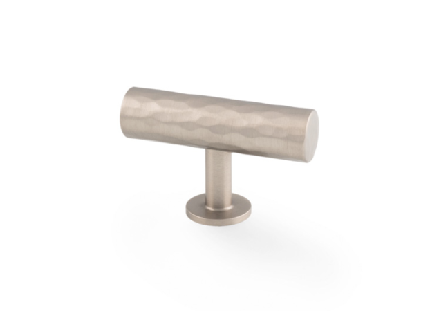 Meubelknop Hammered 'Leila' T-vorm - Mat vernikkeld - 55mm - AW804-55-SN