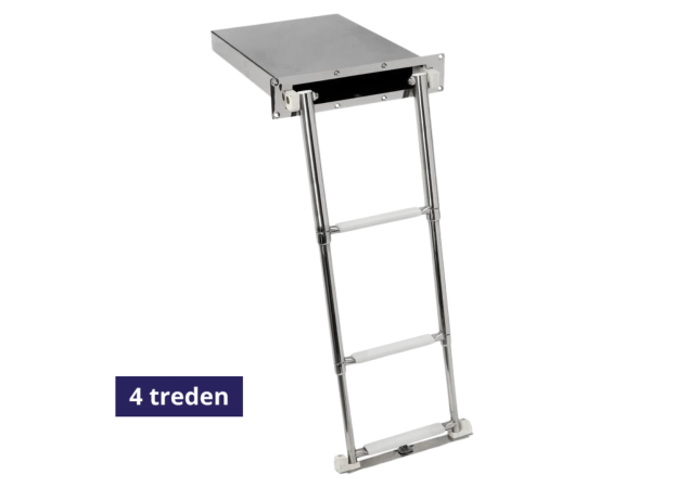 Zwemtrap opbergbaar 4 treden - lengte 1168mm - 390 x 85,5mm -  gemaakt van rvs 316