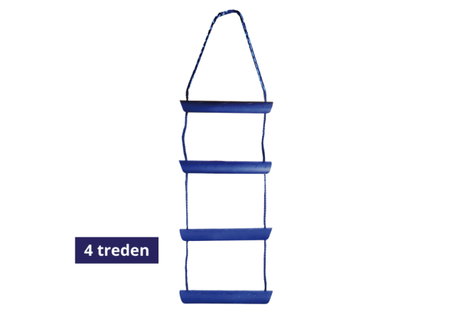 Zwemtrap blauw nylon touw - 4 treden - lengte 1140mm -  breedte 300mm