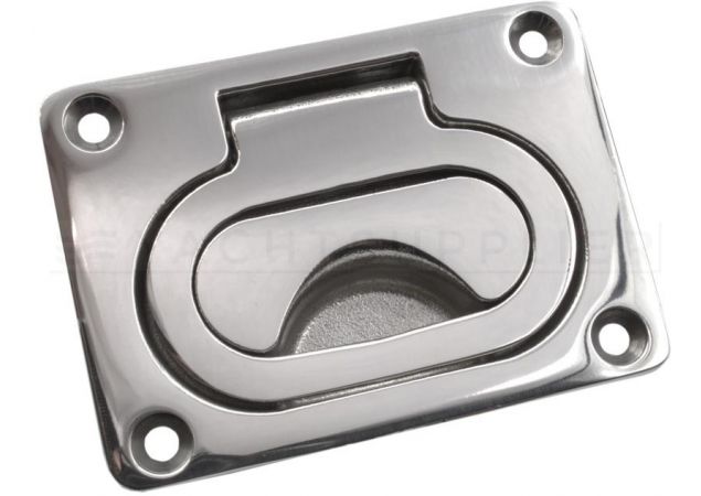 Rechthoekige luikring met veer 77x55mm RVS 316 gepolijst