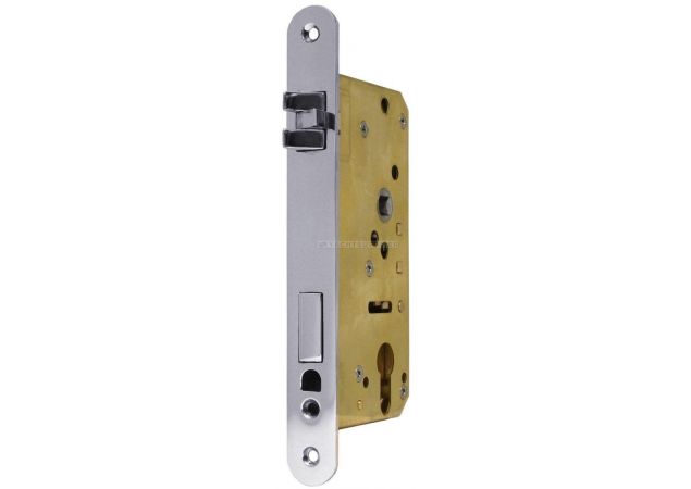 Insteekslot PC, Din Ls, 55/8/75mm, driedelige anti-rammel dagschoot Messing mat chroom