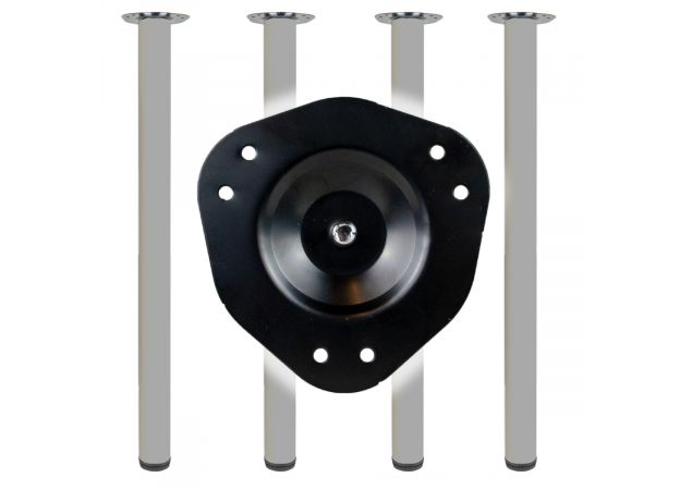 Tafelpoot rond 60x1100mm - Wit aluminium - Set van 4 stuks