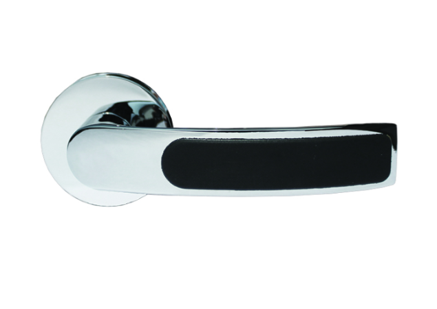 Deurkruk Taranto rond Ø48mm Lengte 124mm Chroom met zwarte grip-inleg