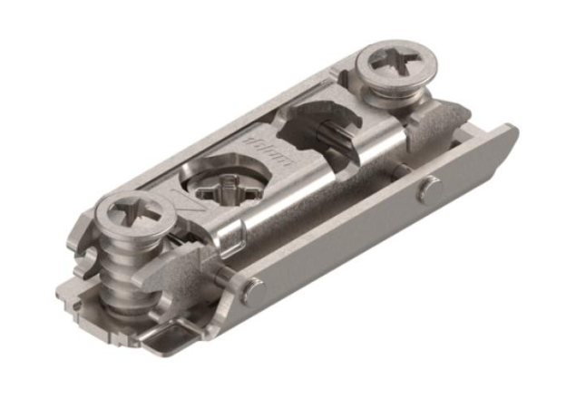 Montageplaat Recht Nikkel 0mm voorzien van voorgemonteerde euroschroeven Ø6X12,9mm