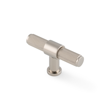 Meubelknop Knurled 'Kingston' T-vorm - PVD Nikkel gepolijst - 80mm - AW838-80-PNPVD
