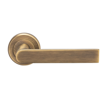 Deurkruk 'Edge' - Antiek messing - Rond rozet Ø50mm - SZM210AB
