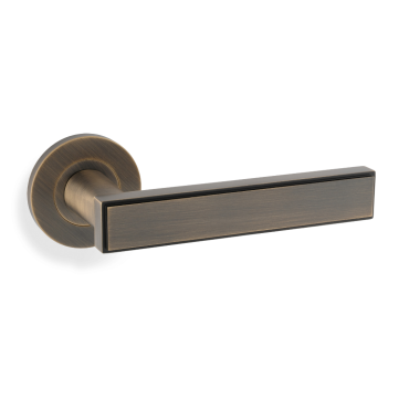 Deurkruk 'Jesper' - Antiek messing - Rond rozet Ø50mm AW260AB