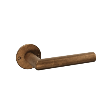 HDD Deurkruk Crafino Moon L-vorm - Craft cognac - Rond rozet Ø50mm