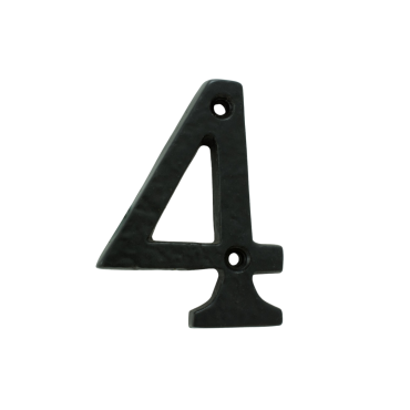 Huisnummer 4 - Gietijzer/Smeedijzer - Antiek zwart - 78mm