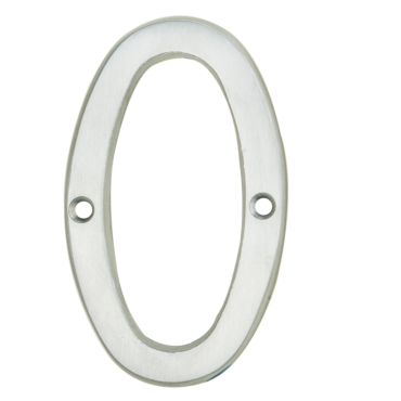 Huisnummer 0 - Messing - Mat verchroomd - 75mm