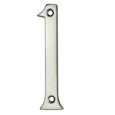 Huisnummer 1 - Messing - Mat verchroomd - 75mm
