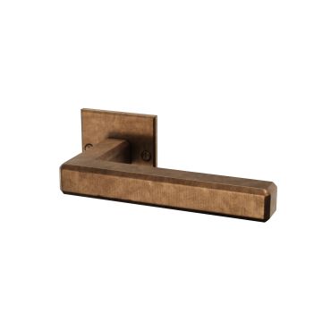 HDD Deurkruk Crafino Rock L-vorm - Craft cognac - Vierkant rozet 50x50mm