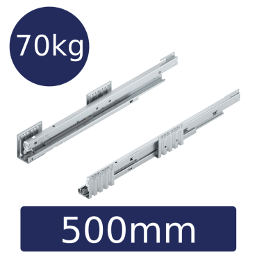 MERIVOBOX 70kg Ladegeleider- set L+R, 500mm, BLUMOTION/TIP-ON BLUMOTION Kleur: verzinkt