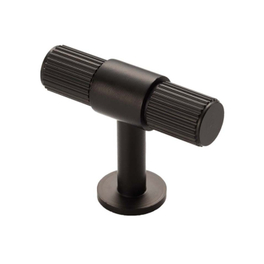 Meubelknop 'Lines' T-vorm - Mat zwart - 50x13x39mm - FTD711MB