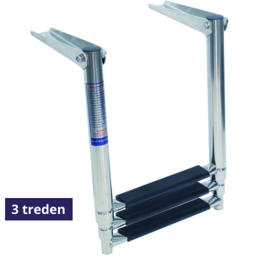 Zwemtrap Telescopisch 3 treden L1 410mm L2 870mm B 305mm Rvs 316