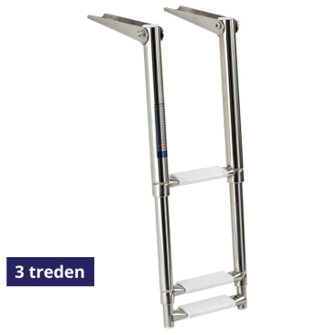 Zwemtrap Telescopisch Opvouwbaar  - 3 witte treden - 210x368mm - open lengte 889mm