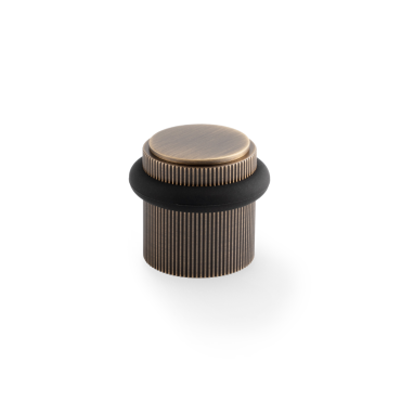 Deurstopper Reeded 'Brunel' - Antiek messing - Vloermontage - AW639RAB