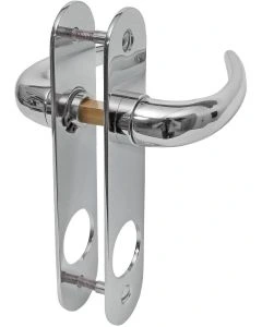 Deurklinken 106 - 130x30mm krukstift 7mm messing mat chroom - Op schild - Ø30mm