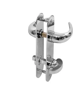 Deurklinken 106 - 130x30mm krukstift 7mm messing gepolijst chroom - Op schild - Ø30mm