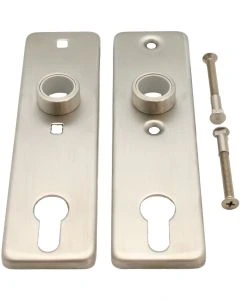 Deurschilden 165x45mm Profielcilinder h.o.h 75mm per paar RVS (Inox) Geborsteld