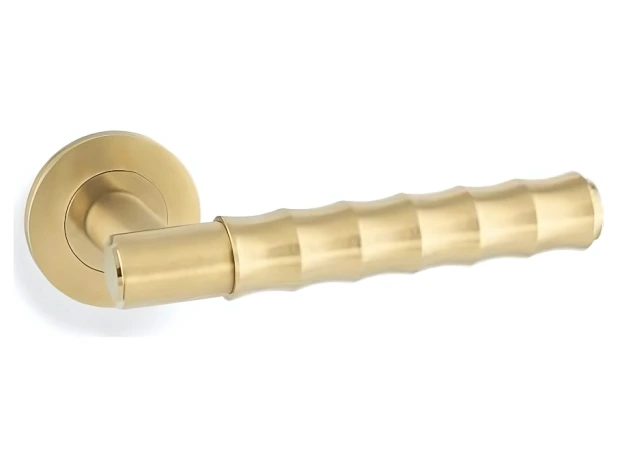 Deurkruk Bamboo 'Spitfire' - PVD Mat messing - Rond rozet Ø50mm - AW225SBPVD