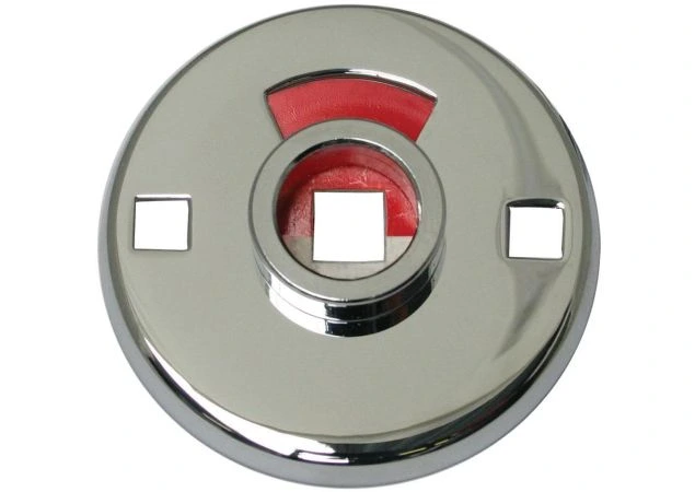 Rozet Wc tbv patentbouten  51mm rond buitenzijde met vrij/bezet signalering 7mm stift Messing mat chroom