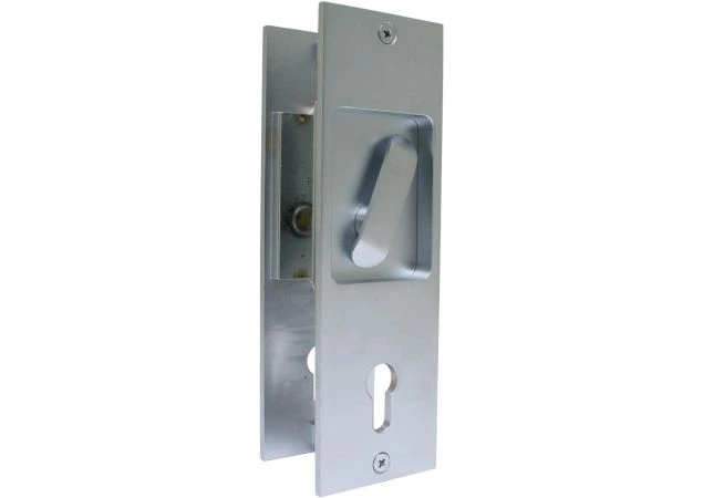 Schuifdeur kruk Flush op schild Pc 75mm  per stuk Messing gepolijst