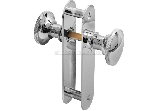 Knopkrukken 106 op schild Loop 130x30mm Krukstift 7mm Messing gepolijst chroom