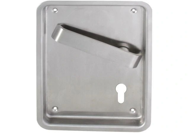 Deurkruk op schild tbv Pc slot Flush, krukstift 9mm Ls per stuk Rvs geborsteld
