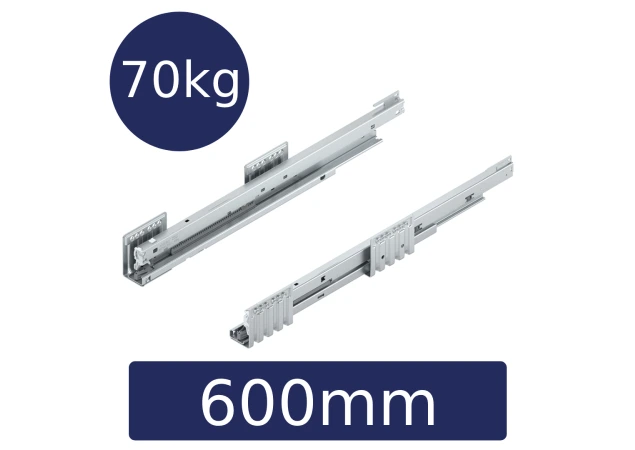 MERIVOBOX 70kg Ladegeleider- set L+R, 600mm, BLUMOTION/TIP-ON BLUMOTION Kleur: verzinkt