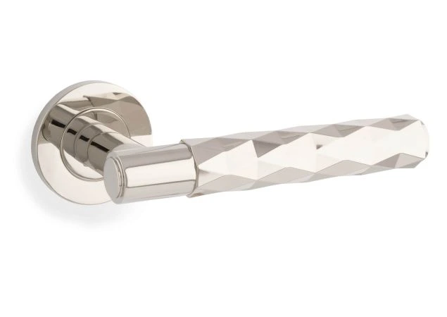 Deurkruk Diamond cut 'Spitfire' - PVD Gepolijst nikkel - Rond rozet Ø50mm - AW226PNPVD