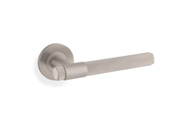 Deurkruk Knurled 'Kingston' - PVD Mat vernikkeld - Rond rozet Ø50mm - AW240SNPVD