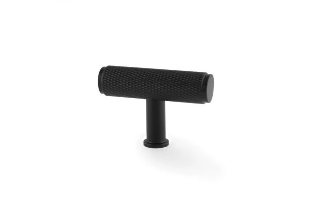 Meubelknop Knurled 'Crispin' T-vorm - Mat zwart - 55mm - AW801-55-BL