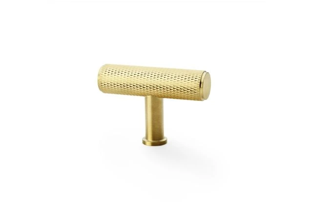 Meubelknop Knurled 'Crispin' T-vorm - PVD Mat messing - 55mm - AW801-55-SBPVD