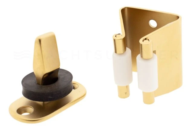 Deurklem met veer, rollen en rubberplaat - 40mm - PVD mat messing
