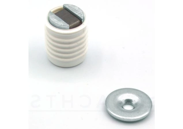 Magneetsnapper Wit kunststof rond 4kg 15x13,6 inclusief tegenplaat