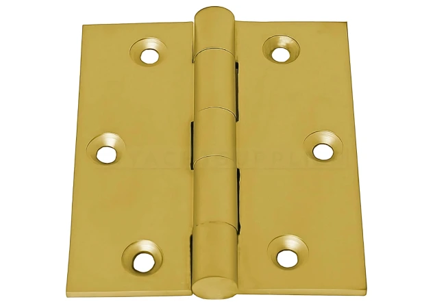 Scharnier rechte hoek - 80x60mm - Losse pen - Dubbele knop - Messing gepolijst