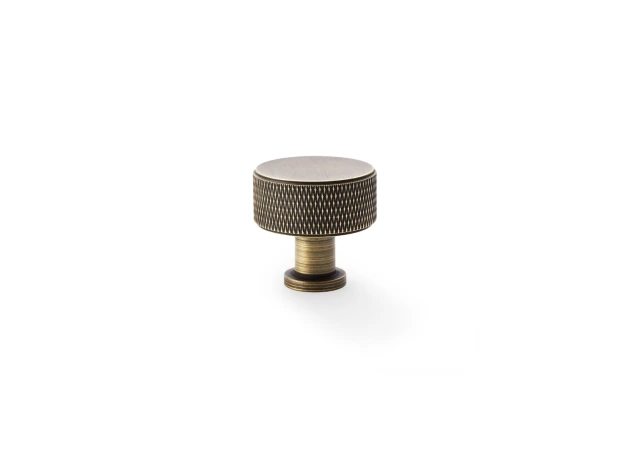 Meubelknop Knurled 'Lucia' - Antiek messing - Ø35mm - AW807K-35-AB