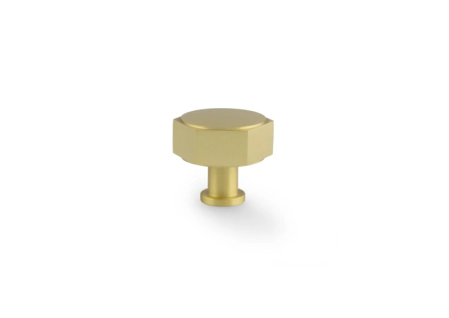 Meubelknop Hex 'Vesper' - Mat messing - Ø40mm - Hoogte 35mm - AW828-40-SB