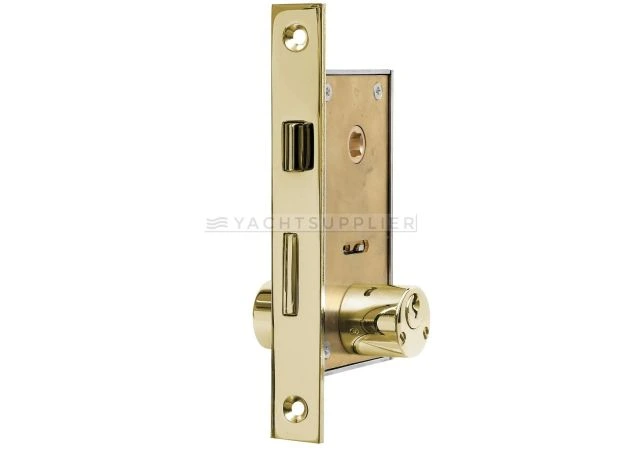 Insteekslot klein Pc met cilinder, cilinderlengte: 54mm Din Rs, incl. 2 sleutels Messing gepolijst
